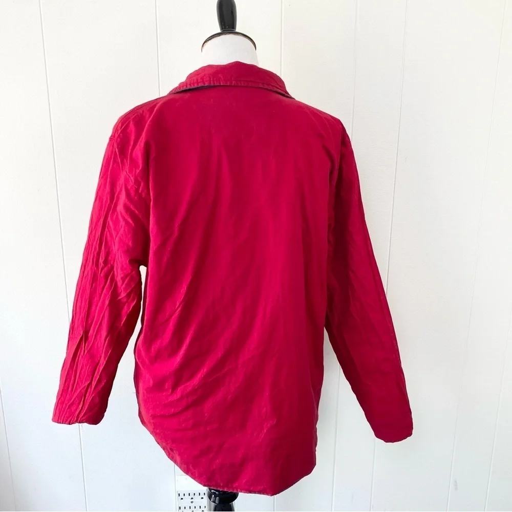 Women's M Americana Patchwork Cabin Sky Quilted  Reversible Button Jacket Red